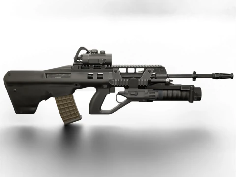 Realistyczny taktyczny karabin szturmowy Gotowy do gry PBR Teksturowany granatnik Celownik Red Dot Model 3D