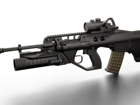 Fucile d'assalto tattico realistico Gioco pronto PBR Lanciagranate strutturato Red Dot Sight Modello 3D