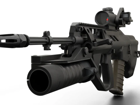 Fucile d'assalto tattico realistico Gioco pronto PBR Lanciagranate strutturato Red Dot Sight Modello 3D