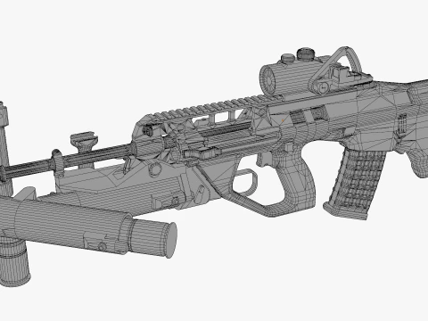 Fucile d'assalto tattico realistico Gioco pronto PBR Lanciagranate strutturato Red Dot Sight Modello 3D