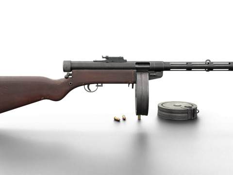 WWII Submachine weapon Drum Magazine 3D Model