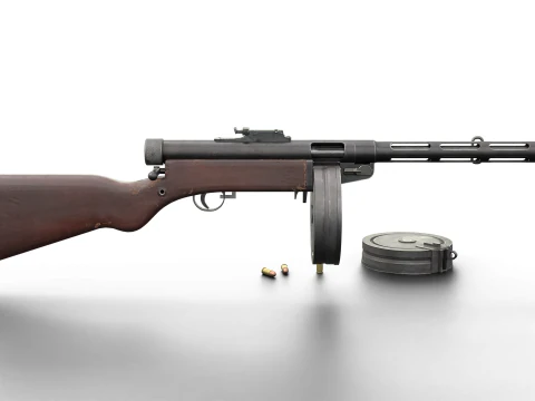 WWII Submachine weapon Drum Magazine 3D Model