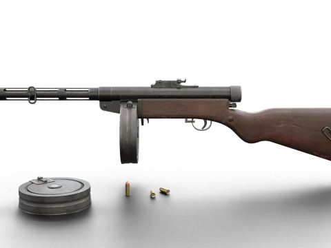 WWII Submachine weapon Drum Magazine 3D Model