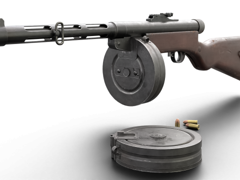 WWII Submachine weapon Drum Magazine 3D Model