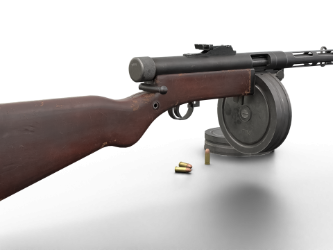 WWII Submachine weapon Drum Magazine 3D Model