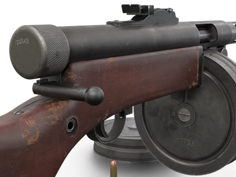 WWII Submachine weapon Drum Magazine 3D Model