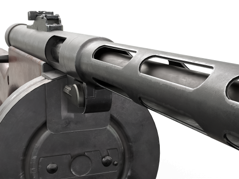 WWII Submachine weapon Drum Magazine 3D Model
