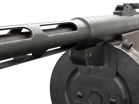 WWII Submachine weapon Drum Magazine 3D Model