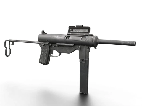Vintage broń maszynowa, składana amunicja, rekwizyty, gra gotowa Model 3D