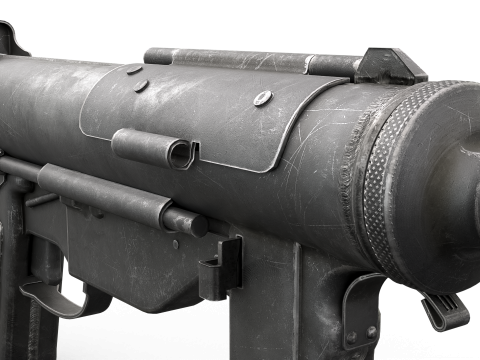 Vintage Submachine Weapon Foldable Stock Ammo Props Game Ready Model 3D