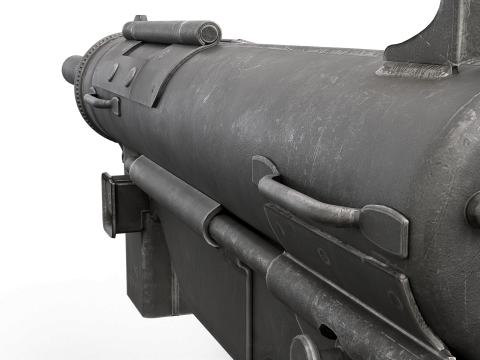 Vintage Submachine Weapon Foldable Stock Ammo Props Game Ready Model 3D