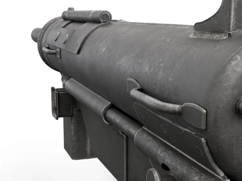 Vintage Submachine Weapon Foldable Stock Ammo Props Game Ready 3D Model
