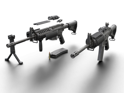 Realistic M4 Assault Rifle Game Ready Model 3D