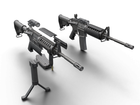 Realistic M4 Assault Rifle Game Ready Model 3D