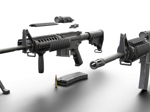 Realistic M4 Assault Rifle Game Ready Model 3D