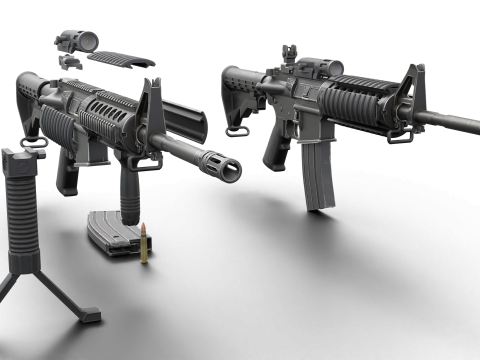 Realistic M4 Assault Rifle Game Ready Model 3D