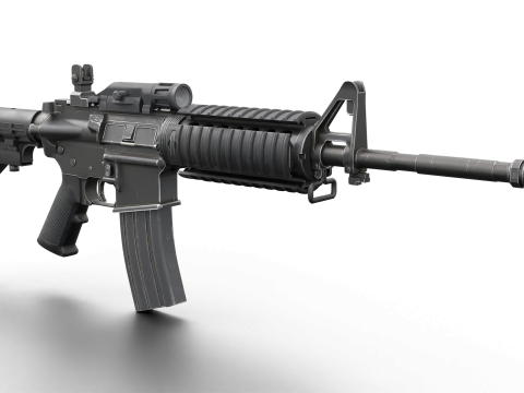 Realistic M4 Assault Rifle Game Ready Model 3D