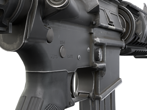 Realistic M4 Assault Rifle Game Ready Model 3D
