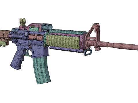 Realistic M4 Assault Rifle Game Ready Model 3D