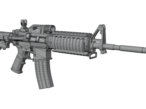 Realistic M4 Assault Rifle Game Ready Model 3D