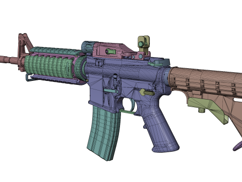 Realistic M4 Assault Rifle Game Ready Model 3D