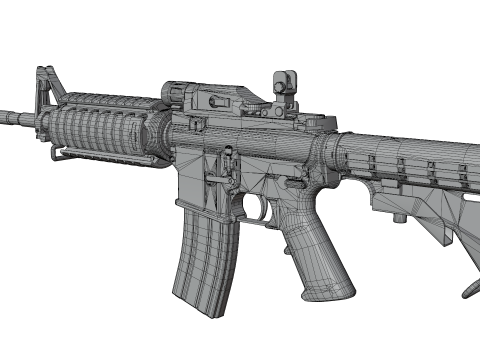Realistic M4 Assault Rifle Game Ready Model 3D