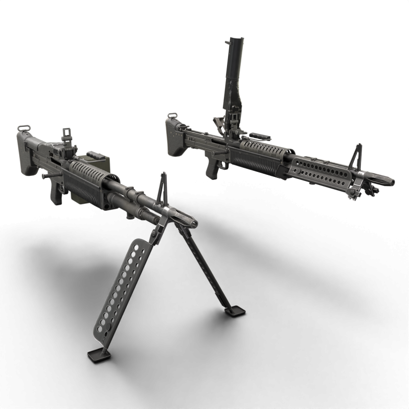 M60 Machine Weapon Game Ready 3D 模型 .c4d .max .obj .3ds .fbx .stl .blend