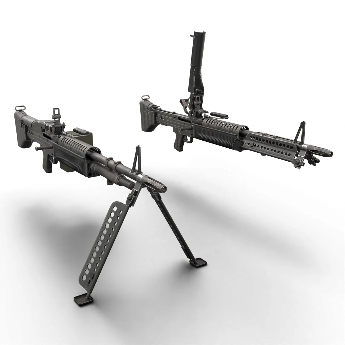 M60 Machine Weapon Game Ready 3D Model .c4d .max .obj .3ds .fbx .stl .blend 