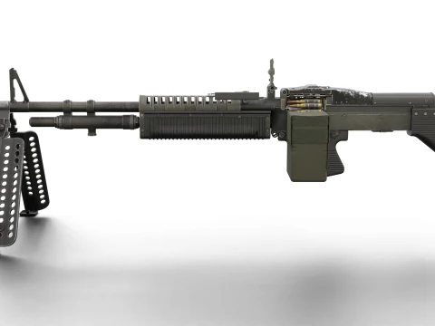 M60 Machine Weapon Game Ready 3D Model