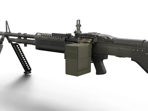M60 Machine Weapon Game Ready 3D Model