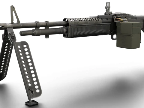 M60 Machine Weapon Game Ready 3D Model