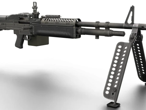 M60 Machine Weapon Game Ready 3D Model