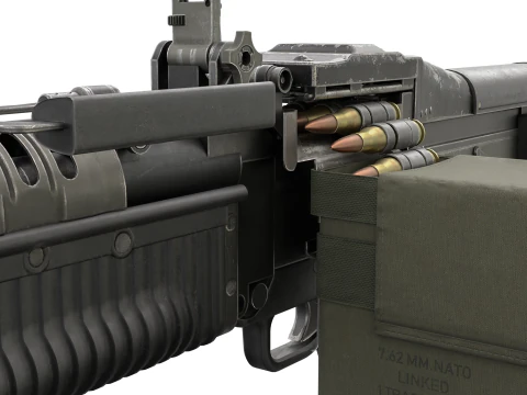 M60 Machine Weapon Game Ready 3D Model