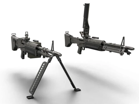 M60 Machine Weapon Game Ready 3D Model