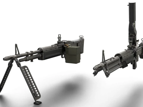 M60 Machine Weapon Game Ready 3D Model