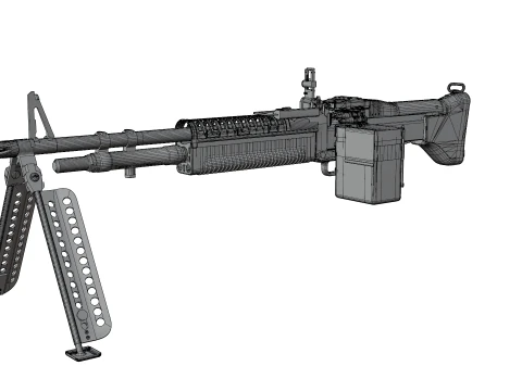 M60 Machine Weapon Game Ready 3D Model