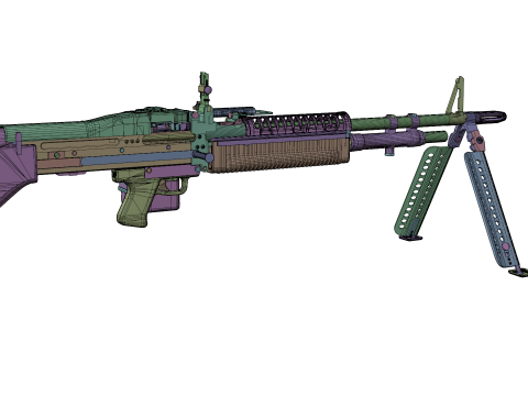 M60 Machine Weapon Game Ready 3D 模型