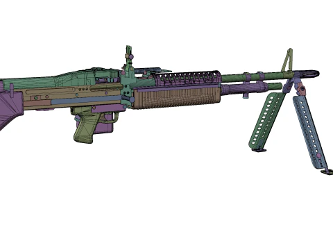M60 Machine Weapon Game Ready 3D Model