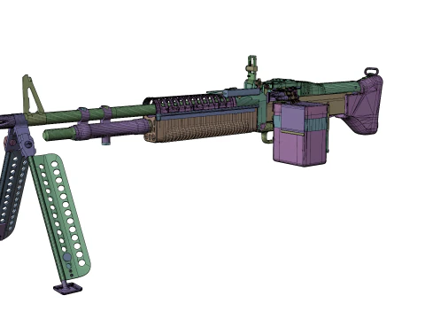 M60 Machine Weapon Game Ready 3D Model