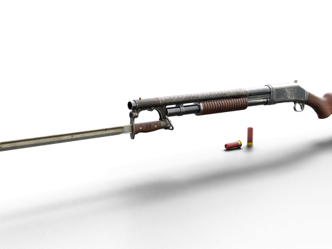 Historical Shotgun with Bayonet Shells 3D Modell