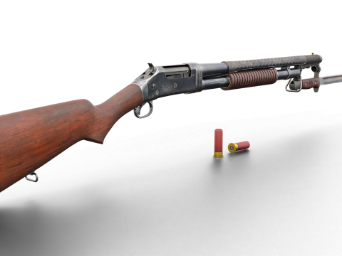 Historical Shotgun with Bayonet Shells 3D Modell