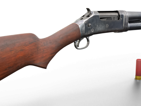 Historical Shotgun with Bayonet Shells 3D Modell