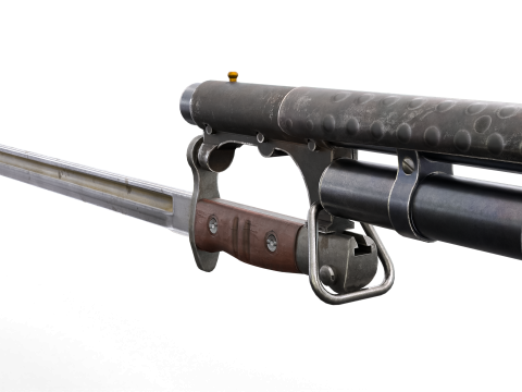 Historical Shotgun with Bayonet Shells 3D Modell