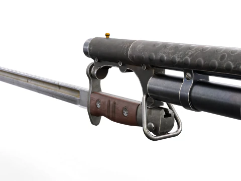 Historical Shotgun with Bayonet Shells 3D Model