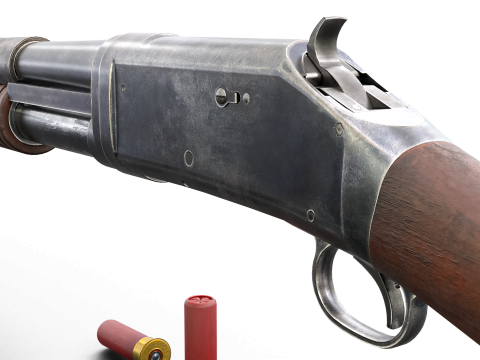 Historical Shotgun with Bayonet Shells 3D Modell