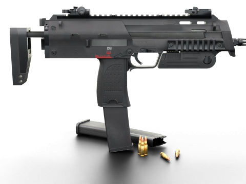 Modern Submachine Weapon MP7 Game Ready PBR 3D Asset 3D Модель