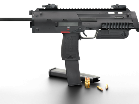 Modern Submachine Weapon MP7 Game Ready PBR 3D Asset 3D Модель