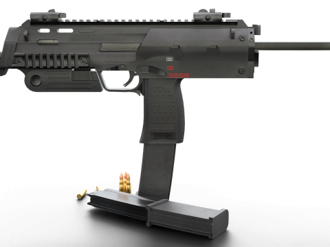 Modern Submachine Weapon MP7 Game Ready PBR 3D Asset 3D Модель