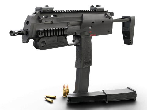 Modern Submachine Weapon MP7 Game Ready PBR 3D Asset 3D Модель