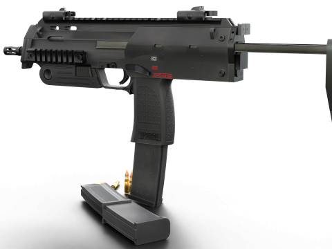 Modern Submachine Weapon MP7 Game Ready PBR 3D Asset 3D Модель